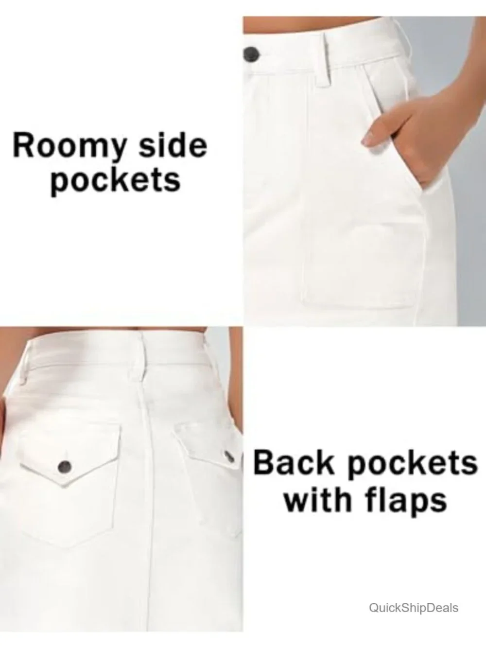 Stretchy Mini Skirt with Pockets Frayed Hem